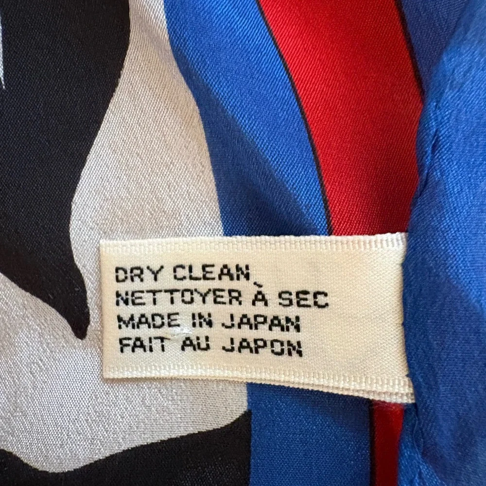 Vera Neumann Floral Silk Scarf in Blue, Red, Black.  One size